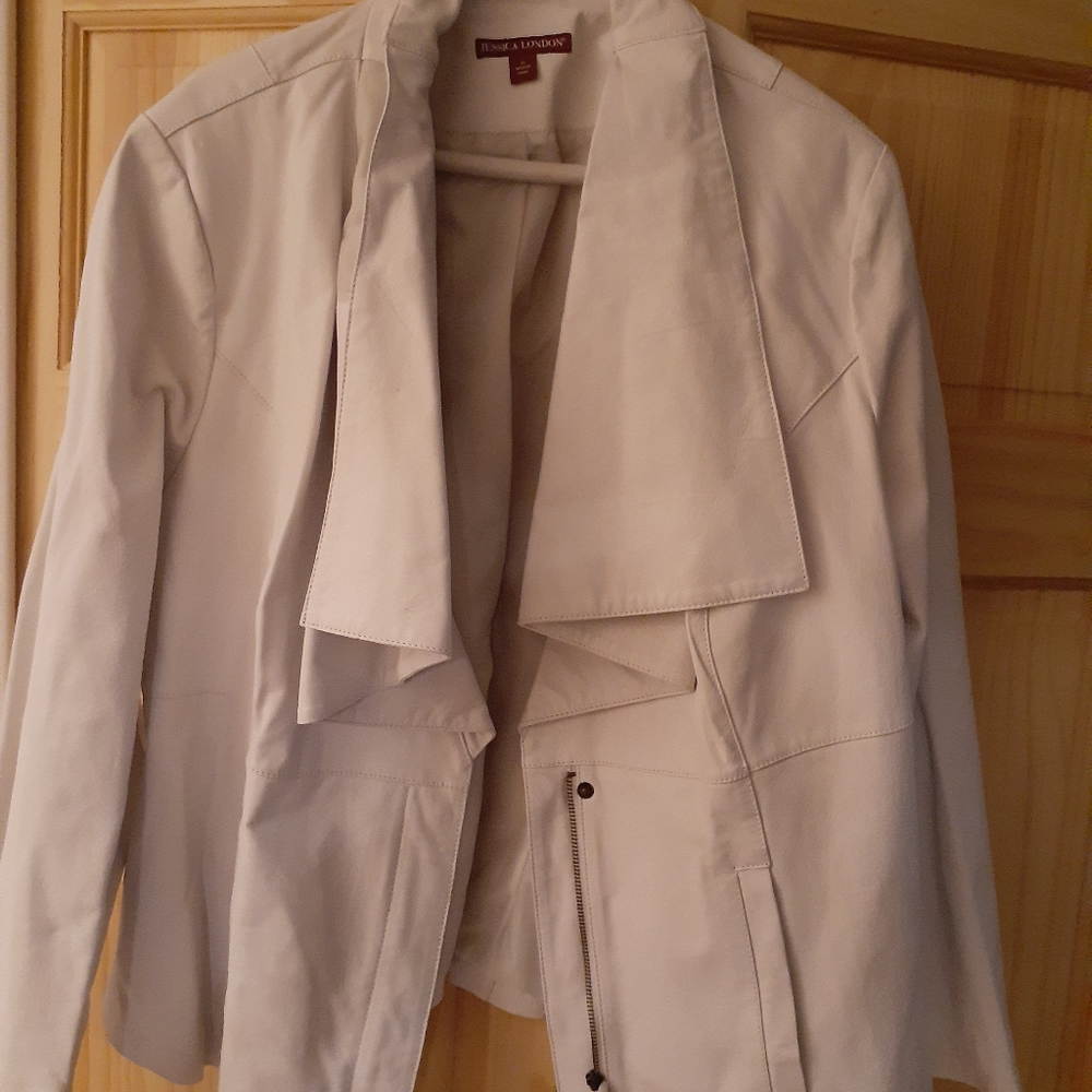 Jessica London Leather Jacket Shawl Collar NEW